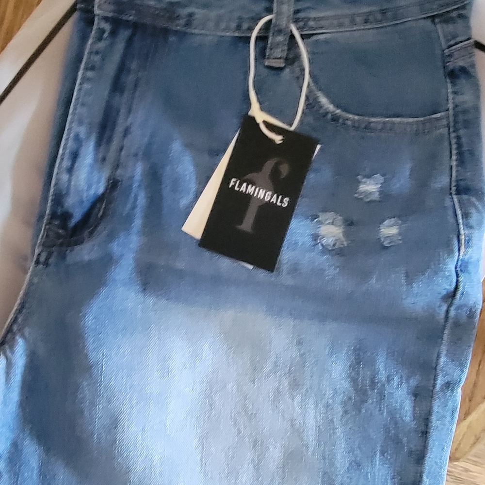 Flamingals Blue Distressed Jeans
